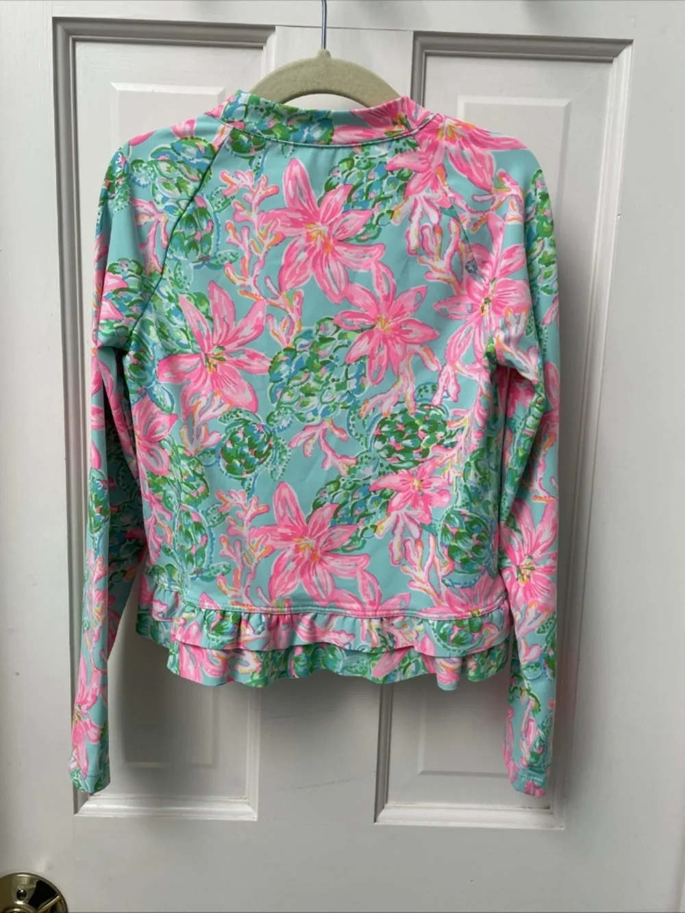 Lilly Pulitzer Girls Rash Guard Turtles Lillies Size 6